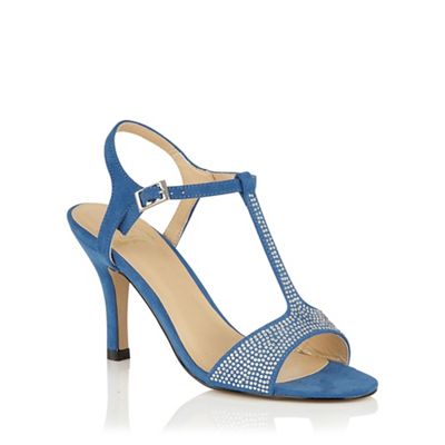 Lotus Blue microfibre 'Fenella' T-Bar sandals